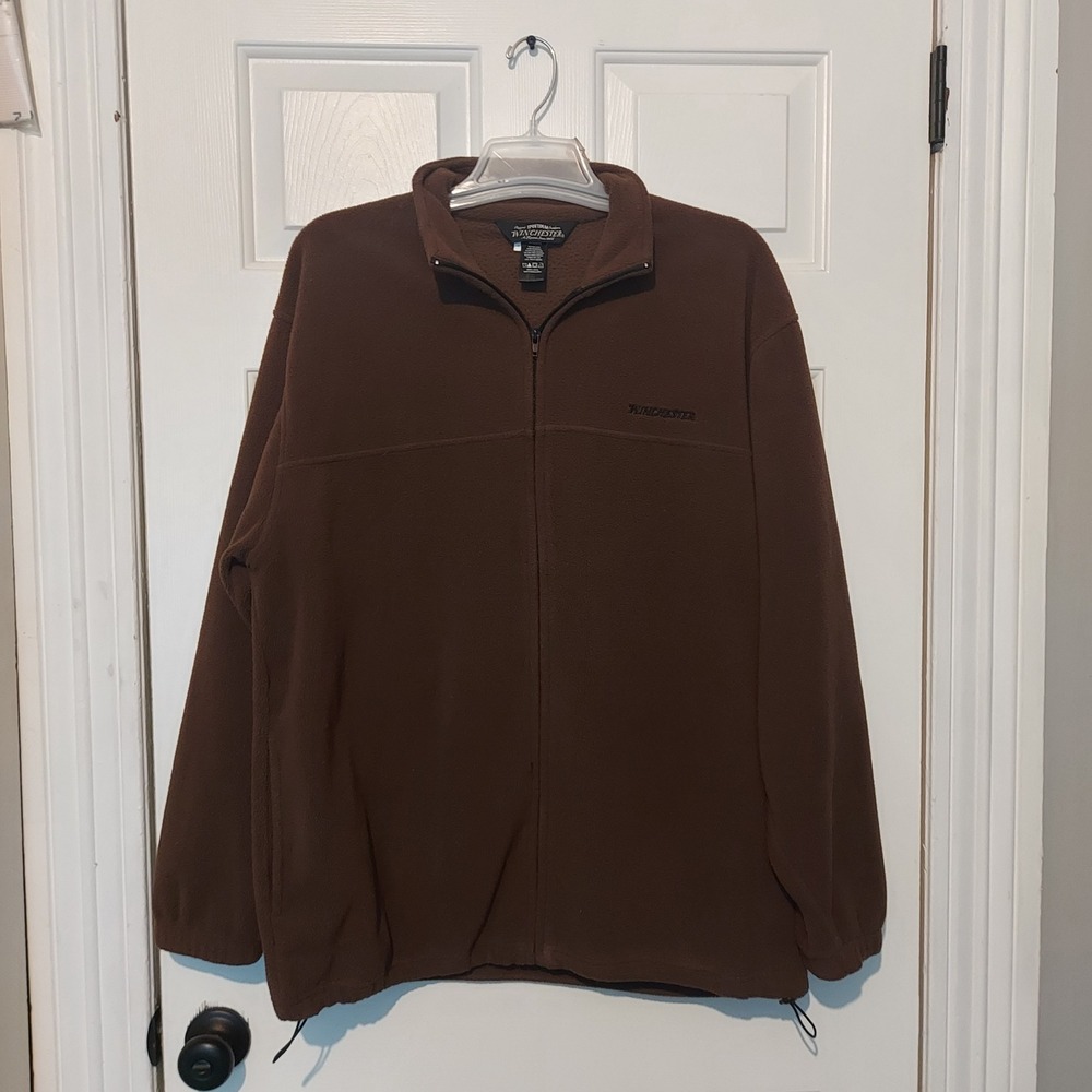 Winchester Rugged Sportsman Brown Fleece Jacket Mens Large Full Zip Outdoors